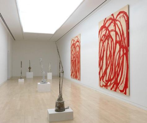 Many of the 13 works on show have never been exhibited before. © Cy Twombly Foundation; Photography: Robert McKeever. Courtesy Gagosian Gallery. ' Exhibition Installation, Gagosian Gallery, Claes Oldenburg, Art Biz, Cy Twombly, Exhibition Art, Words On Canvas, Plaster Sculpture, Living In Italy