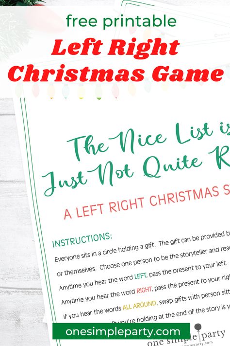 Left Right Christmas Gift Exchange Story, Gift Exchange Right Left Game, Christmas Games Left Right Game, Gift Exchange Games Left Right, Book Exchange Game For Kids, Left Right Christmas Game For Adults Free Printable, Lets Make A Deal Christmas Game, Left To Right Game, Left Center Right Dice Game Christmas