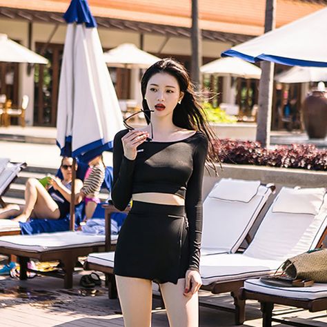 Swimming Outfit Ideas, Conservative Swimwear, Beach Wear For Women, Gingham Bathing Suit, Korean Swimsuit, Outfit Ideas Korean, Red Bathing Suits, Outfit Ideas For Church, Buy Swimwear