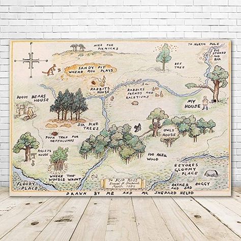 Map Backdrop, Bear Backdrop, Winnie The Pooh Background, Winnie The Pooh Decor, Happy Birthday Bear, Home Map, 100 Acre Wood, Happy Bear, Birthday Party Photography