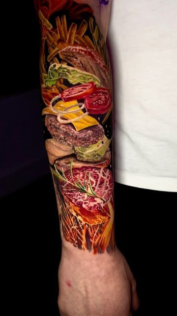 Food Sleeve Tattoo, Sleeve Ideas, Sleeves Ideas, Tattoo Sleeve, Realism, Sleeve Tattoos, Tattoos, Quick Saves