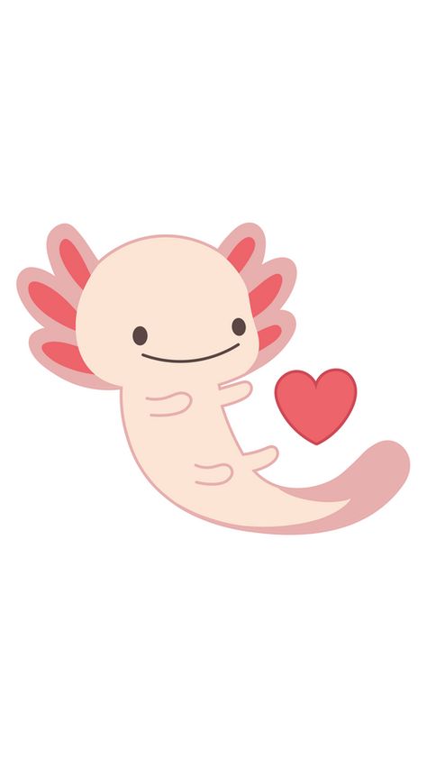 Cute Axolotl Sticker. Lovely Mexican walking fish.. Axalotal Drawing, Cute Axolotl Drawing, Axolotl Stickers, Axolotl Drawing, Axolotl Cute, Kids Notes, Cute Axolotl, Turtle Painting, Funny Phone Wallpaper