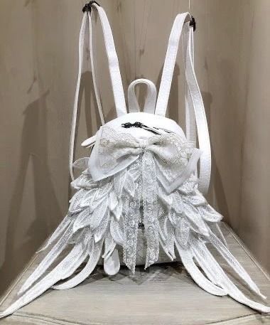 Angel Wings Backpack, Wings Backpack, Ruck Sack, White Goth, Pretty Bags, Mode Inspo, Cute Bags, Dream Clothes, Angel Wings