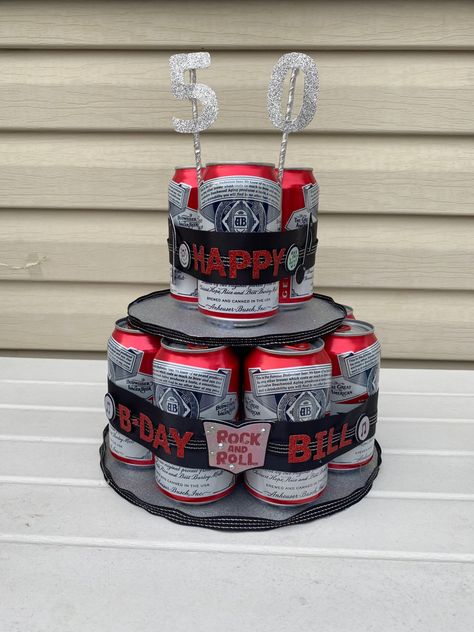 Small Beer Cake, Beer Tower Cake, Beer Cake Tower, Beer Can Cakes, Tower Cake, Birthday Beer, Cake Tower, Beer Tower, Beer Cake