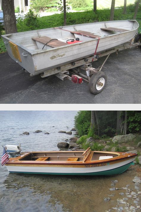 Tin Boat Restoration, Wooden Jon Boat, Small Aluminum Boat Ideas, Jon Boat Restoration, Boat Diy Ideas, Aluminum Fishing Boats Modification, Aluminum Boat Paint Ideas, Aluminum Boat Modifications, John Boat Ideas Projects