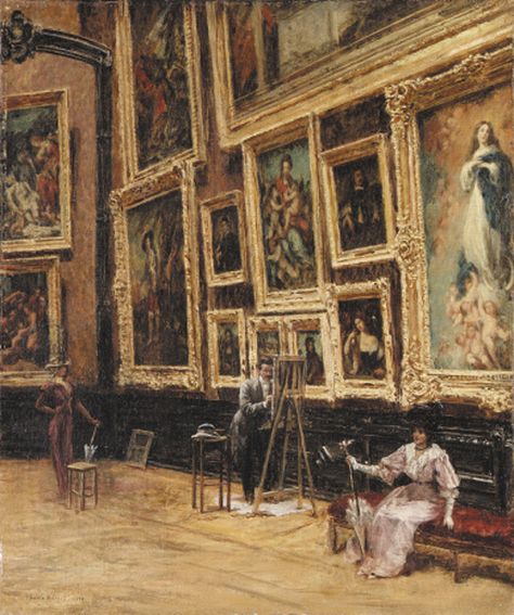 In the Louvre, Louis Beraud. French (1852 - 1930) Museums In Paris, The Louvre, Arte Inspo, A4 Poster, Art Appreciation, Museum Exhibition, Art Themes, Old Art, French Art