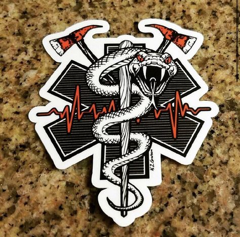 Paramedic Tattoo, Firefighter Decals, Fighter Tattoo, Ems Tattoos, Firefighter Tattoo, Fire Fighter Tattoos, Firefighter Art, Firefighter Paramedic, Firefighter Emt