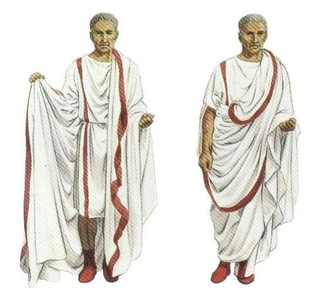 The emperial Roman toga was worn by magistrates and was a stretched rounded hexagonal figure. It was folded with a loop in the front know as the sinus. Ancient Rome Clothing, Rome Costume, Ancient Roman Clothing, Biblical Clothing, Roman Senator, Roman Toga, Roman Clothes, Roman Man, Toga Party