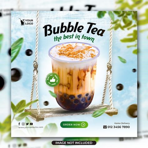 Bubble Tea Poster Design, Drink Social Media Design, Milktea Poster, Drink Social Media Post, Bubble Tea Poster, Bubble Tea Design, Bubble Drink, Coffee Advertising, Pole Banners