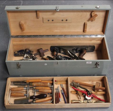 Wood Tool Chest, Wooden Tool Box, Old Tool Boxes, Wood Tool Box, Tool Chests, Wooden Tool Boxes, Machinist Tools, Marking Gauge, Wood Shop Projects