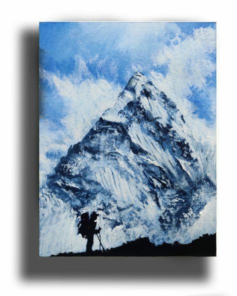 Himalayas Painting, Hiking Painting, Mountain Acrylic Painting, Mountain Painting Acrylic, Spatula Painting, Meaningful Paintings, Captain America Art, Mountain Landscape Painting, 3d Art Drawing