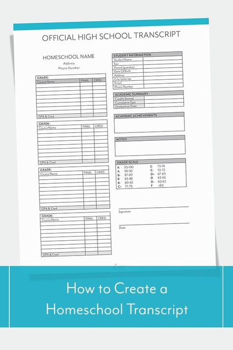 How to Create a Homeschool Transcript (FREE Editable Transcript) - Homeschool Giveaways Homeschool Transcripts, High School Transcript, Online Academy, Student Information, Graduation Post, Homeschooling Ideas, Homeschool High School, Life Learning, Online Degree