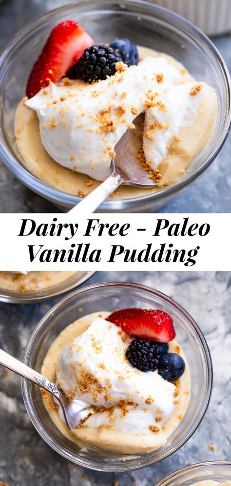 Paleo Whipped Cream, Paleo Pudding, Paleo Lemon Bars, Aip Paleo Desserts, Primal Eating, Dairy Free Pudding, Vanilla Pudding Recipes, Clean Treats, Gluten Free Graham Crackers