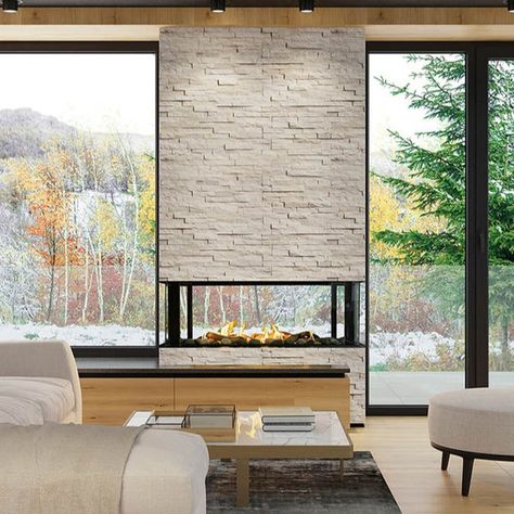 Point Design | Luxury Home Goods & Lighting Linear Gas Fireplace, Scandinavian Light, Natural Gas Fireplace, Two Sided Fireplace, Indoor Outdoor Fireplaces, Double Sided Fireplace, Glass Fireplace, Double Glass, Screen Free