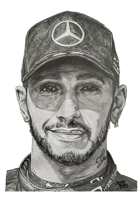 Lewis Hamilton Sketch, Lewis Hamilton Drawing, Lewis Hamilton Art, Walter White Drawing, Boys Sketch, F1 Artwork, Hamilton Drawings, Cute White Dogs, Aesthetic Paintings