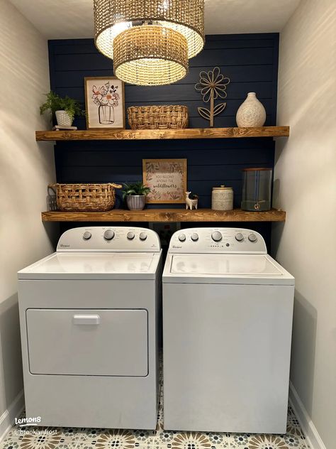 Lemon8 · Dream laundry room? Yes, please! 🙋🏼‍♀️🧺 · @Redhead_Renos Laundry Wallpaper, Laundry Room Decor Ideas, Laundry Room Organization Ideas, Landry Room, Laundy Room, Laundry Room Update, Laundry Nook, Laundry Shelves, Laundry Room Ideas Small Space