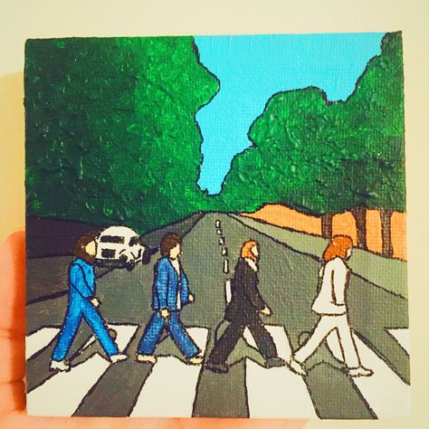 Canvas Album Cover Painting, Abbey Road Painting, Album Paintings On Canvas, Album Covers Painting, The Beatles Painting, Album Cover Paintings On Canvas, Music Painting Ideas, Album Cover Paintings, Album Paintings