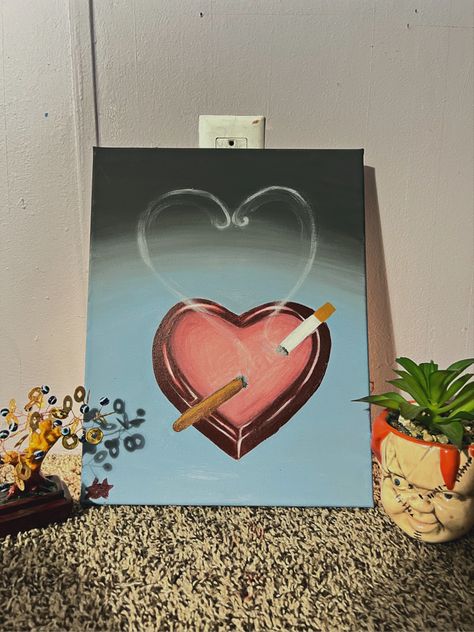 Painting Ideas On Canvas For Bathroom, Love Theme Painting, Painting Ideas For Ur Bf, Canvas Painting Ideas For Smokers, Meaningful Canvas Painting Ideas, Aries Painting Ideas On Canvas, Canvas Painting Inspo Aesthetic, Small Canvas Paintings Ideas, Romantic Easy Paintings