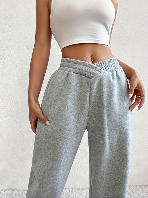 Solid Loose Basic Jogger Sweatpants, Versatile Comfy Pants For Fall & Winter, Women's Clothing Gray Sweatpants, Pocket Sweatpants, Fall Care, Custom Made Clothing, Comfy Pants, British Indian, Jogger Sweatpants, Save The Planet, Sport Pants