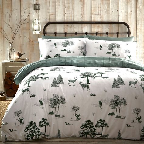 Childrens - Linens Limited Christmas Duvet Cover, Christmas Duvet, Natural Forest, Super King Duvet Covers, Green Duvet, King Duvet Cover Sets, Fir Trees, Double Duvet Covers, Christmas Bedding