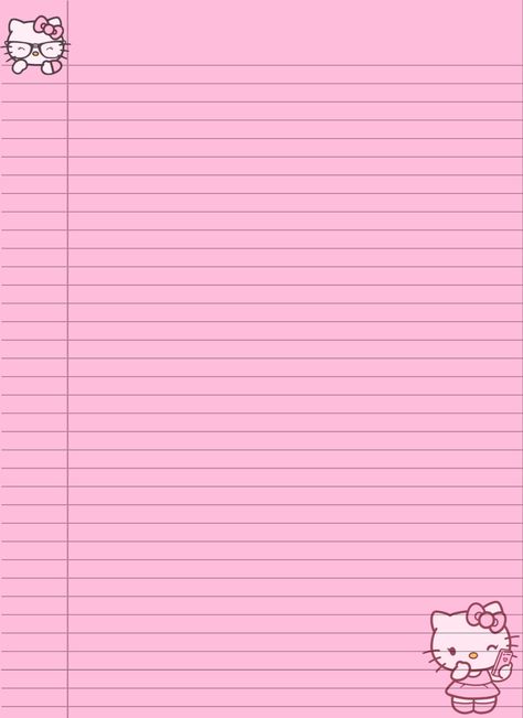 Sanrio Notepad Template, Hello Kitty Writing Paper, Hello Kitty Lined Paper, Pink Memo Pad Printable, Pink List Template, Pink Goodnotes Template, Hello Kitty To Do List Printable, Sanrio Notebook Paper, Background For Notes