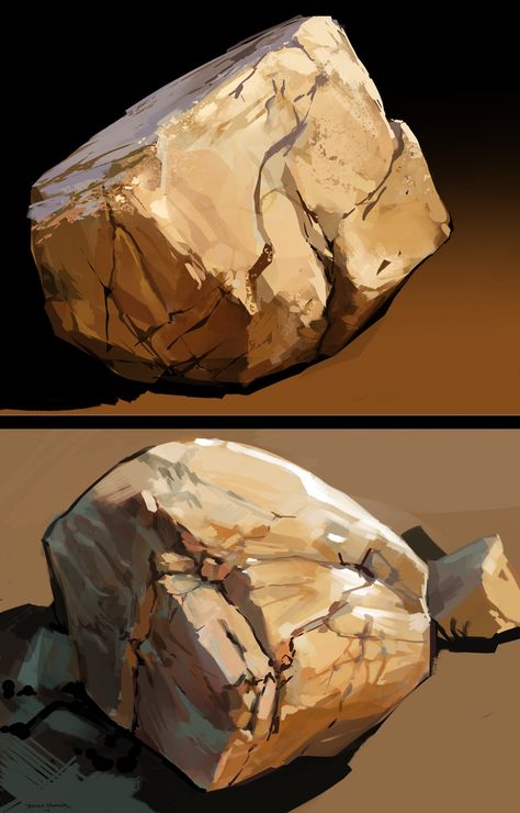 Art Inspiration Sketches, Painting Studies, Drawing Rocks, Cute Image, Rock Textures, Digital Painting Techniques, Isometric Art, Painting Rocks, Colour Inspiration