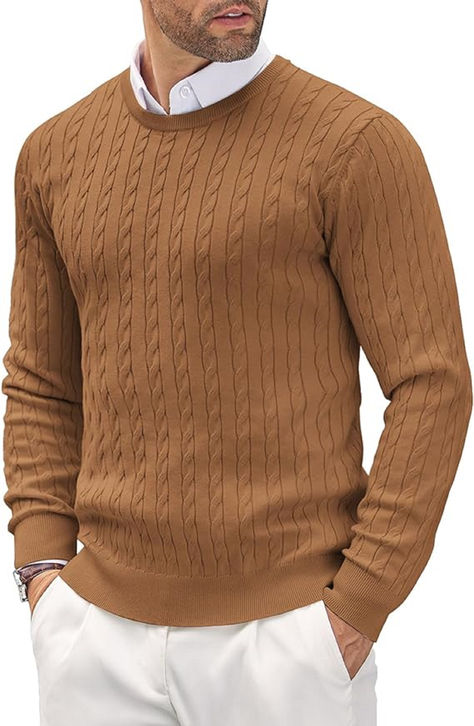 【QUALITY FABRIC】This crewneck sweater made of high-quality and ployester blend fabric. Soft, cozy, skin-friendly, durable and stretchy. Bring you a warm and comfortable wearing experience throughout the colder days.Fine details make this sweater an on-trend essential and eye catching.
【FEATURES】This mens lightweight knitted sweater featuring a classic crew neckline, long sleeves, regular fit, cable knit, ribbed cuffs and hem with twist patterned, solid color.Solid color makes these men’s cable Creek Photos, Mens Cable Knit Sweater, Outfit Hombre, Casual Pullover Sweater, Cripple Creek, Twist Pattern, Hem Sweater, Classic Sweater, Pullover Designs