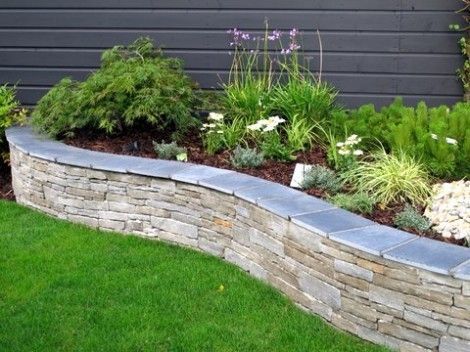 Small Garden Bed Ideas, Stone Raised Beds, Stone Flower Beds, Plants For Raised Beds, Raised Flower Beds, Landscaping Retaining Walls, Front Yards, Edging Ideas, Stone Planters