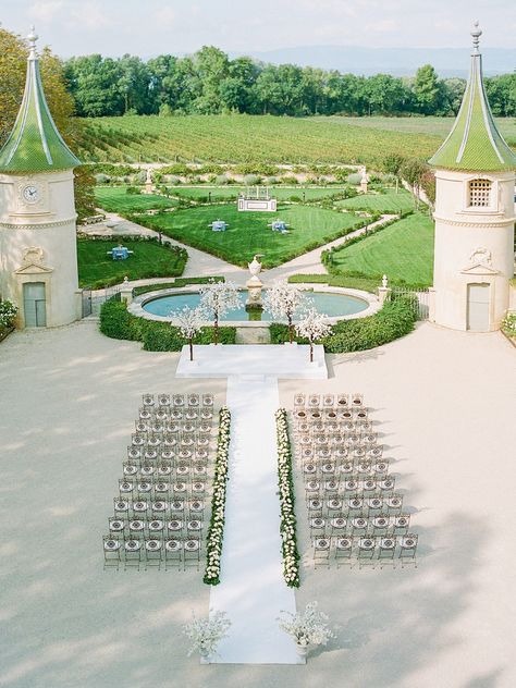 Wedding Ceremony Tent, Beautiful Places To Get Married, Wedding Venue France, French Wedding Venues, South Of France Wedding, Enchanting Wedding, Pastel Color Palette, French Castles, Champagne Tower