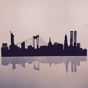 New York Skyline Tattoo Ny Skyline Drawing, New York Skyline Drawing, New York Skyline Tattoo, Nyc Skyline Tattoo, New York City Tattoo, New York Skyline Silhouette, Bridge Silhouette, New York Drawing, Skyline Tattoo