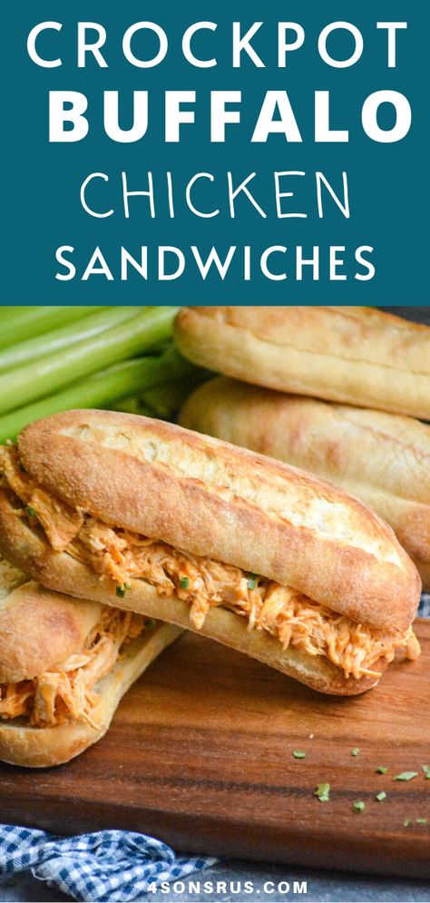 Sandwiches can become boring fast, especially when it’s just common cold cuts. Change up your game, get out your slow cooker, and transform some plain chicken into these delicious, no fuss crockpot buffalo chicken sandwiches. #crockpot #buffalo #sandwich Chicken Sandwiches Crockpot, Buffalo Sandwich, Slow Cooker Buffalo Chicken, Shredded Buffalo Chicken, Chicken Philly, Crockpot Buffalo Chicken, Tender Shredded Chicken, Buffalo Chicken Sandwiches, Dinner Restaurants