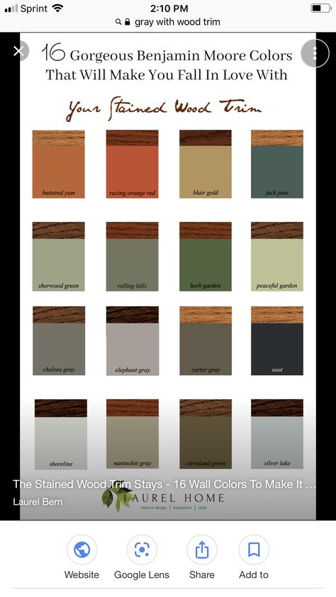 Paint Colors With Wood Trim, Colors With Wood Trim, Benjamin Moore Colors, Grey Elephant, Wood Trim, Stain Colors, Benjamin Moore, Red Brown, Staining Wood