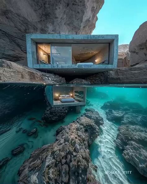 Concrete Villa, Concrete Loft, Underwater Bedroom, Loft Designs, Underwater House, Futuristic Home, Desert Homes, Front Entrance, Mountain Homes