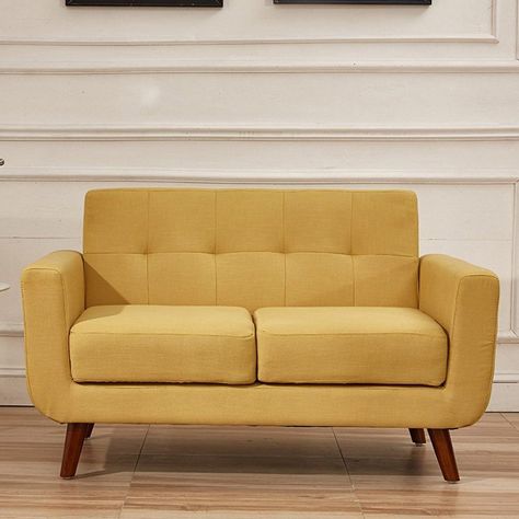 Blue And Yellow Living Room, Naples Yellow, Small Sectional Sofa, Tufted Loveseat, Small Couch, Yellow Sofa, Yellow Living Room, Office Couch, Modern Furniture Living Room