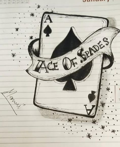 Ace Drawings Playing Cards, Ace Of Spades Card Aesthetic, Ace Of Hearts Drawing, Ace Of Spades Painting, Ace Cards Drawing, Ace Card Drawing, Ace Of Spades Drawing, Ace Card Aesthetic, Ace Of Spades Aesthetic