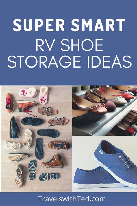 Rv Shoe Storage Ideas, Rv Shoe Storage, Travel Trailer Living, Shoe Storage Ideas, Camper Organization, Camping Shoes, Rv Organization, Camper Storage, Trailer Life