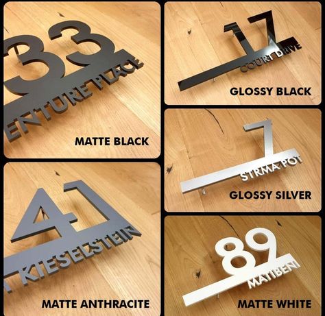 Modern House Number Sign, Modern House Numbers Sign, House Number Plates, Name Plate Design, Custom House Numbers, Door Plate, House Address Sign, Metal House Numbers, Address Signs