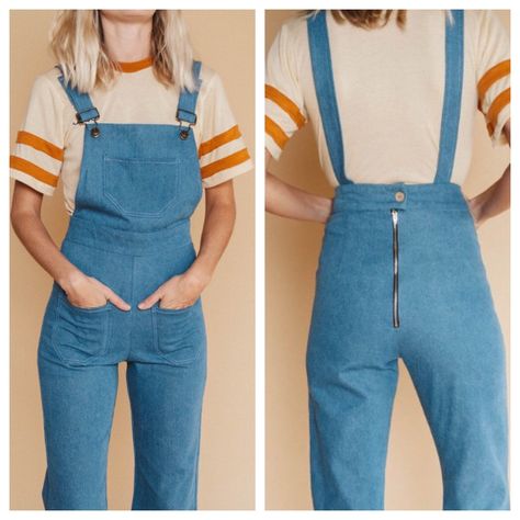 Relaxed Fit Washed Overalls For Workwear, Workwear Medium Wash Overall Bottoms, Workwear Medium Wash Overalls, Lykke Wullf, Non-stretch Denim Wide Leg Overalls, Blue High-rise Relaxed Fit Overalls, Overalls Fashion, Sewing Design, Project Ideas