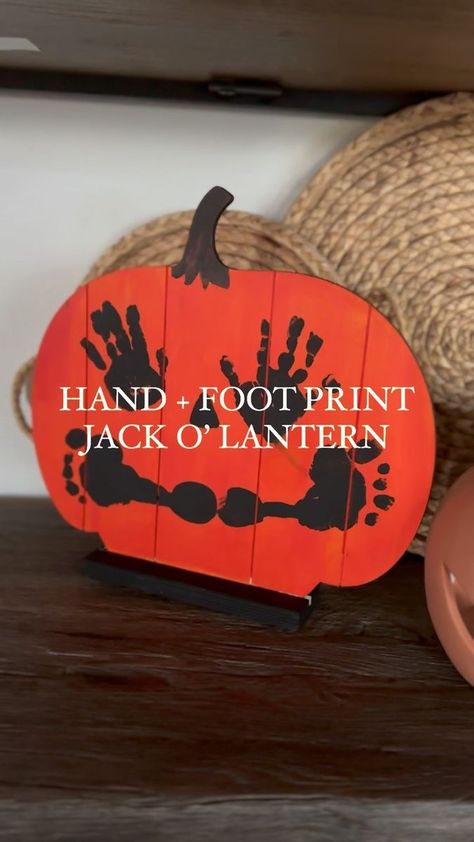 michelle woodard on Reels | thats.so.classic · Original audio Halloween Crafts For Grandparents, Daycare Footprint Crafts, Jack O Lantern Footprint Art, Fall Crafts With Newborn, Halloween Crafts For Toddlers Footprint, Footprint Halloween Crafts, Pumpkin Baby Craft, Bumkins Craft Baby, Infant Fall Crafts