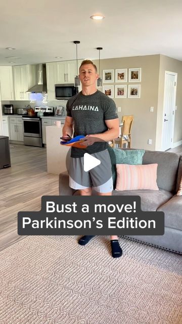 Dr. Chris McElderry | Neurologic Clinical Specialist on Instagram: "🤩 Here’s how I prescribe a Home Exercise Program! 

🕺 Make it fun, make it meaningful and make it one that individuals will follow-through with! 

🧠 It’s difficult for those with Parkinson’s to sustain motor output, particularly at a forced pace. The use of external cues to help initiate large amplitude steps are no stranger to PT’s in the rehab realm, however less of us use auditory cues (although sometimes they don’t work as it can lead to more interference and difficulty processing). 

🎶 Try tapping into some automatic, fun movement patterns by putting on one’s favorite songs! I used Spotify and looked up 120 BPM, however you can find just about any speed and tailor it to each individual. 

😄 You can add a TON of d Parkinson’s Exercise, Knee Mobility, Senior Exercises, Home Exercise Program, Home Exercise, Bust A Move, Exercise Program, Senior Fitness, Physical Therapy