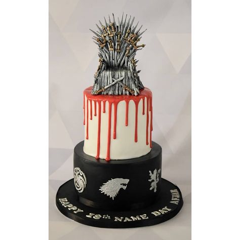 Game of thrones drip cake House Of Dragon Cake, Dragon Birthday Cakes, Game Of Thrones Cake, Goth Party, Dragon Cake, Dragon House, Dragon Birthday, Drip Cake, House Of The Dragon