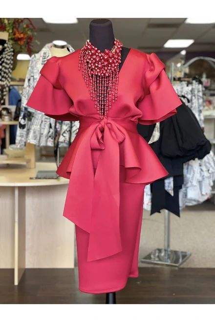 (1) Dresses – Slash Tags Boutique Blusas Peplum, Church Suits And Hats, Jacket And Skirt Set, Dinner Gowns, Scuba Jacket, Church Suits, Elegant Dresses Classy, Body Form, Peplum Jacket