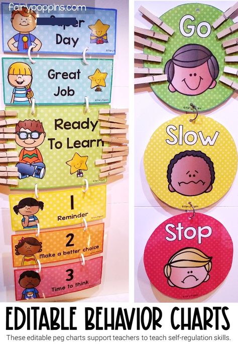 These behavior clip charts feature clip art with emotions to help kids learn how to self regulate. #behaviorcharts #behaviourcharts #behaviorclipcharts #behaviourclipcharts #behaviorpegcharts #behaviourpegcharts Conduct Chart, Behavior Chart Preschool, Fairy Poppins, Educational Posters For Kids, Kindergarten Behavior, Self Regulate, Free Printable Behavior Chart, Behavior Board, Classroom Behavior Chart