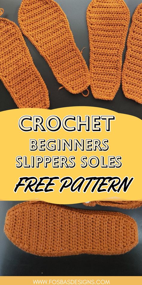 Easy crochet slipper soles pattern, perfect for beginners and quick to make. Quick Crochet Ideas, How To Crochet Slippers, Crochet Slippers Adult Free Pattern, Crochet Sole, Crochet Boots Pattern, Crochet Slipper Boots, Crochet Beginners, Easy Crochet Slippers, Crochet Slipper