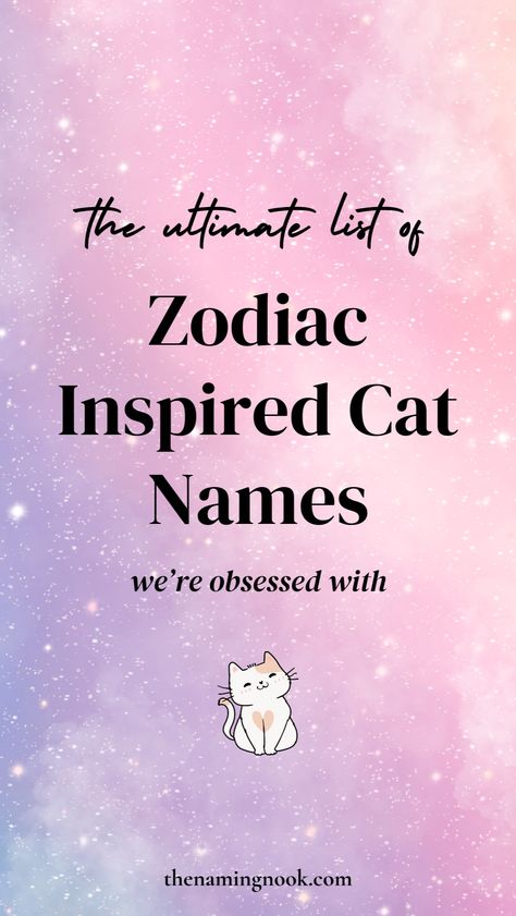 Looking for a cool and unique cat name idea no one else is using? We’re sharing 40 zodiac-inspired names for cat and kittens. If you’re looking for a cute cat name for male or female cats, you’ll find the perfect unique and rare cat names for astrology loves! cat name aesthetic, cat name ideas unique, unique kitten names Rare Cat Names, Name Ideas Unique, Cat Name Ideas, Name Aesthetic, Unique Cat Names, Name Idea, Cute Cat Names, Names Cute, Kitten Names