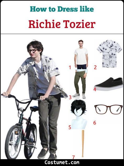 Richie Tozier Costume, Richie Tozier Outfit, Richie Tozier Cosplay, Richie Tozier Wallpaper, It Costume, Black Skate Shoes, Richie Tozier, Green Chino Pants, Clown Movie