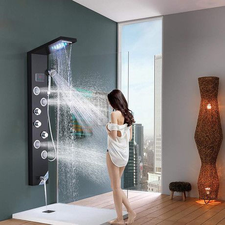 Juno Showers - LED Water Fixtures - Touch of Modern Baddie Photos, Bathroom Shower Faucets, Dream Shower, Waterfall Shower, Shower Panel, Bath Shower Mixer, Shower Mixer, Rainfall Shower, Dream Bathrooms