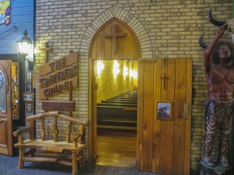 Cannundrums: Traveler's Chapel - Wall Drug in South Dakota South Dakota Wedding, Open Bible, Wedding Chapels, City Block, Badlands National Park, Wooden Cross, Wooden Beams, Chapel Wedding, Ceiling Beams