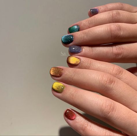 Guitar Friendly Nails, Jewel Toned Nails, Dark Rainbow Nails, Whimsigothic Nails, Whimsigoth Nails, Tiger Eye Nails, Jewel Tone Nails, Hottest Nail Trends, Velvet Nails