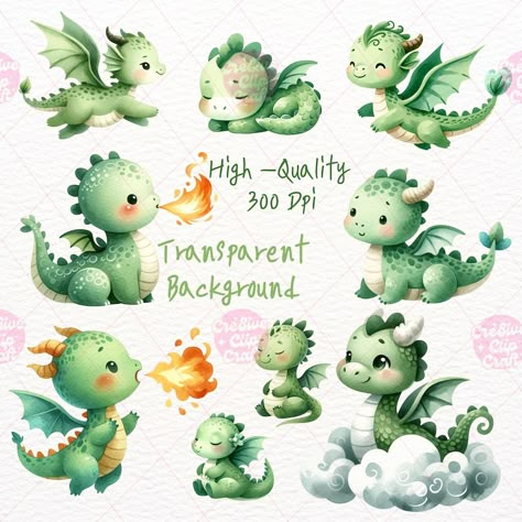 Cute Dragon Watercolor, Baby Dragons Drawing, Dragon Watercolor, Svg Stickers, Baby Dragon Art, Cute Baby Dragon, Chibi Dragon, Dragon Png, Dragon Clipart